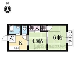 翠甲園ハイツ 2Kの間取図画像