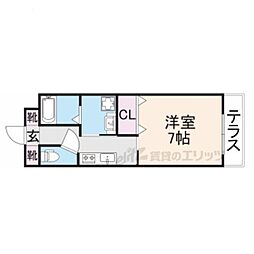 シャンテー長尾 1Kの間取図画像