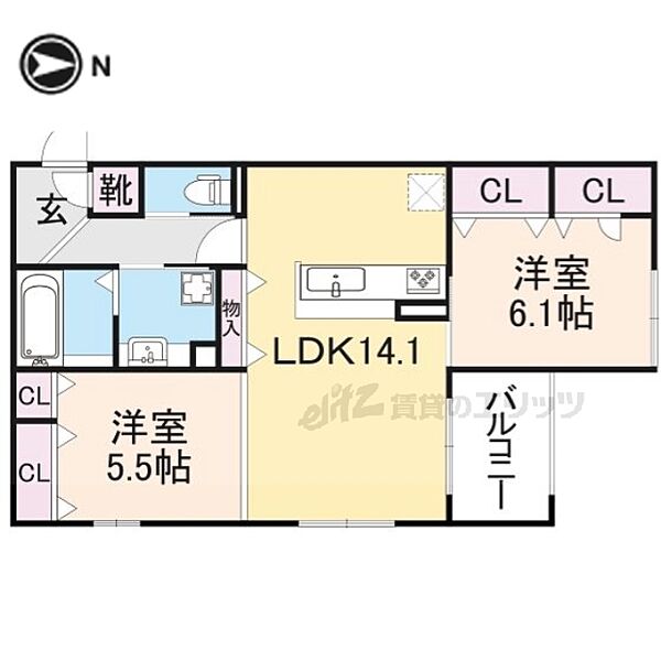 Ｅｍｏｕｖｏｉｒ 202｜大阪府枚方市伊加賀西町(賃貸アパート2LDK・2階・63.09㎡)の写真 その2