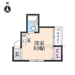 プラザ香里 ワンルームの間取図画像