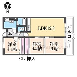 シャルル津田 3LDKの間取図画像