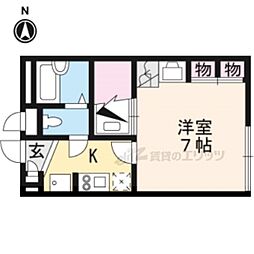 レオパレス香里園 1Kの間取図画像