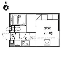 レオパレス大園2 1Kの間取図画像