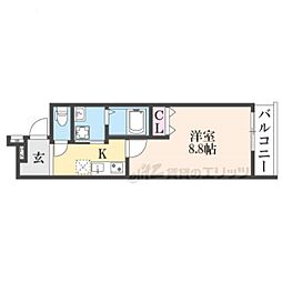 四條畷市岡山1丁目アパート 1Kの間取図画像