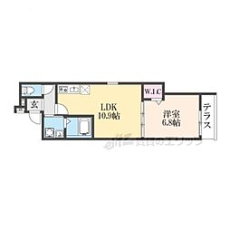 フジパレス忍ケ丘III番館 1LDKの間取図画像