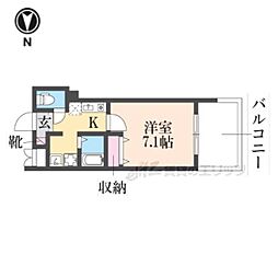 M'PLAZA香里弐番館 1Kの間取図画像
