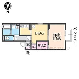 クレベール眞 1DKの間取図画像