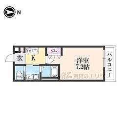 ESCALA四條畷 1Kの間取図画像