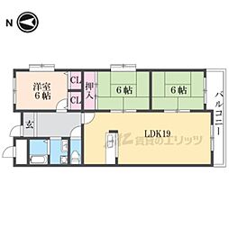 ヴィルヌーブエスト 2LDKの間取図画像
