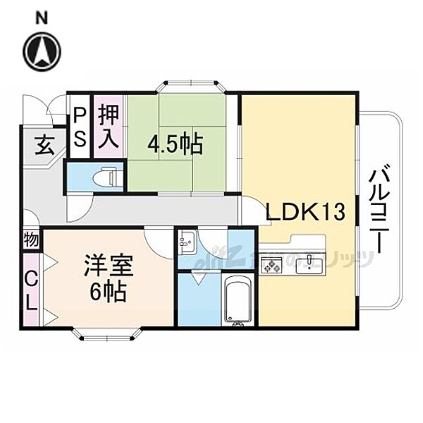 ドミシル谷辻 201｜大阪府交野市郡津１丁目(賃貸アパート2LDK・2階・55.72㎡)の写真 その2