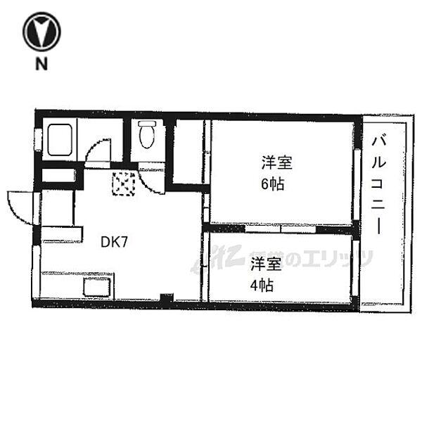 大阪府枚方市南中振１丁目(賃貸マンション2DK・3階・34.00㎡)の写真 その2