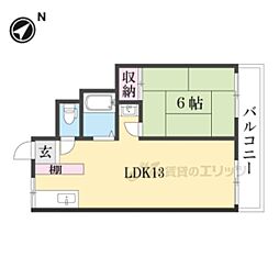 オルボス壱分 2階1LDKの間取り
