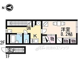 近鉄天理線 天理駅 徒歩22分の賃貸アパート 2階1Kの間取り