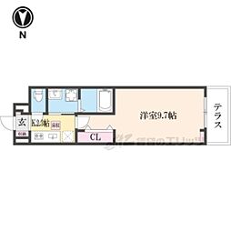 ヒカルサ奈良大森西サウス 1階1Kの間取り