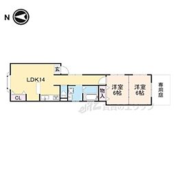 神殿マンション3号棟 1階2LDKの間取り