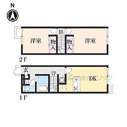 JR桜井線 櫟本駅 徒歩6分の賃貸アパート 1階2LDKの間取り