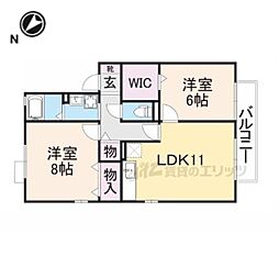 ロイヤルガーデンＡ棟Ｂ棟Ｃ棟 2階2LDKの間取り