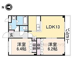 トウケンコーポ桜井南 2階2LDKの間取り