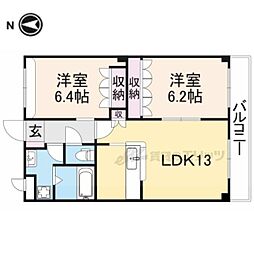 トウケンコーポ桜井南 2階2LDKの間取り