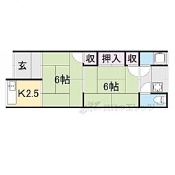 リベルテ葛城 2階2Kの間取り