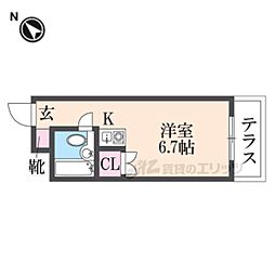 亀井一号館 3階ワンルームの間取り