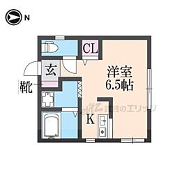 シャインロードミヤコ 2階ワンルームの間取り