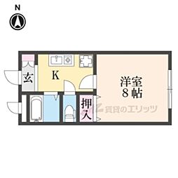 南新町ビル 2階1Kの間取り