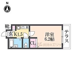 近鉄奈良線 若江岩田駅 徒歩14分の賃貸マンション 1階1Kの間取り