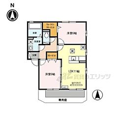 リビングタウン四条大路Ｄ棟 1階2LDKの間取り