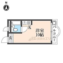 奈良アサカハイツ東 5階ワンルームの間取り