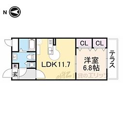 カワサキグランデージ 1階1LDKの間取り