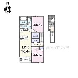 ロジュマン・ボヌール 2階2LDKの間取り