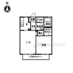 エトワール旭ヶ丘 1階1LDKの間取り