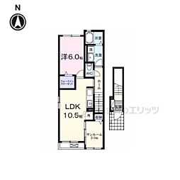ル・ブコン 2階1LDKの間取り