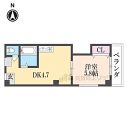 近鉄大阪線 大和八木駅 徒歩17分の賃貸マンション 4階1DKの間取り