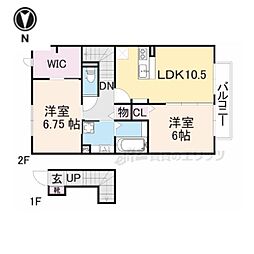 ヴォラーレ 1階2LDKの間取り