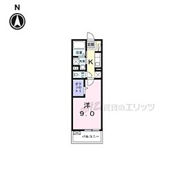 近鉄大阪線 五位堂駅 徒歩9分の賃貸アパート 3階1Kの間取り