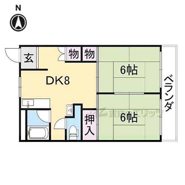 にしまちハイツ 303｜大阪府寝屋川市田井西町(賃貸マンション2DK・3階・44.00㎡)の写真 その2