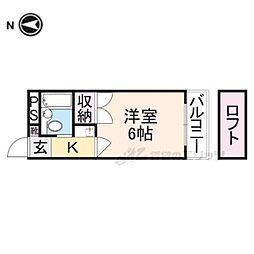 サクラコートナカタ 2階1Kの間取り