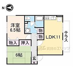 ジュネスコート 1階2LDKの間取り