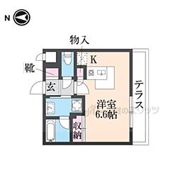 ノーブル参番館 1階ワンルームの間取り