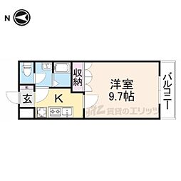 ケイズビューII番館 2階1Kの間取り