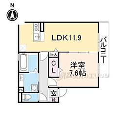 リガーレ大和　1番館 2階1LDKの間取り