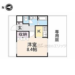 グラスコート 1階1Kの間取り