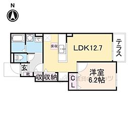 カルム　アン 1階1LDKの間取り