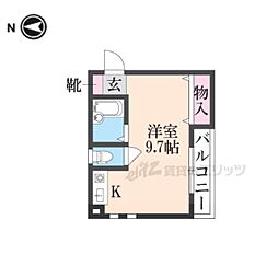 JR関西本線 法隆寺駅 徒歩2分の賃貸アパート 2階ワンルームの間取り