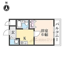 近鉄生駒線 信貴山下駅 徒歩3分の賃貸マンション 1階1Kの間取り