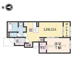 メゾンドカルムII 1階1LDKの間取り