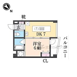 WANARI 4階1DKの間取り