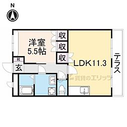 グリーンアイランド 1階1LDKの間取り